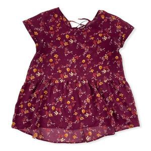 Xhilaration Womens Burgundy S/S Loose Peplum